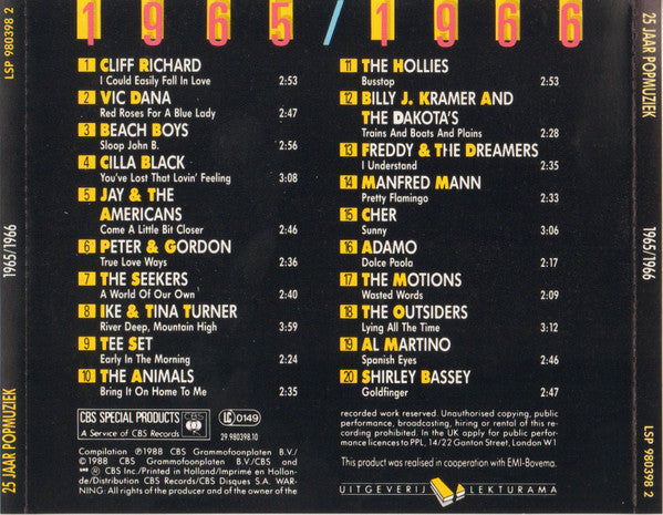 Various : 25 Jaar Popmuziek - 1965/1966 (CD, Comp, +Bo)