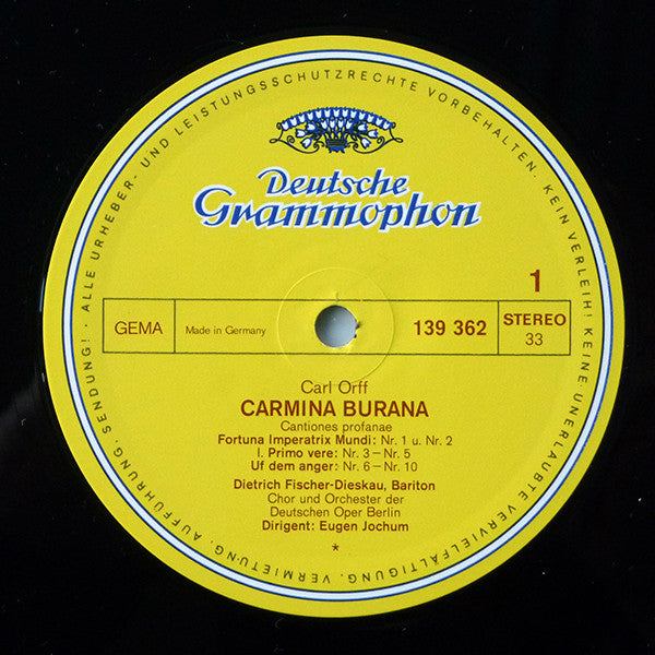 Gundula Janowitz, Gerhard Stolze, Dietrich Fischer-Dieskau, Chor der Deutschen Oper Berlin Und Orchester Der Deutschen Oper Berlin Conductor Eugen Jochum : Carmina Burana (LP, RE, Gat)