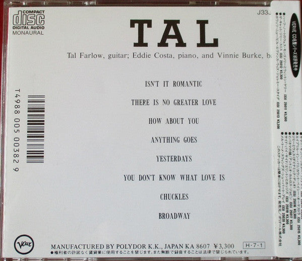 Tal Farlow : Tal (CD, Album, Mono, RE)
