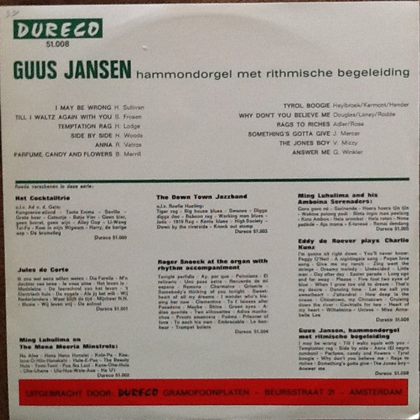 Guus Jansen : Hammondorgel Met Ritmische Begeleiding (LP, Album)