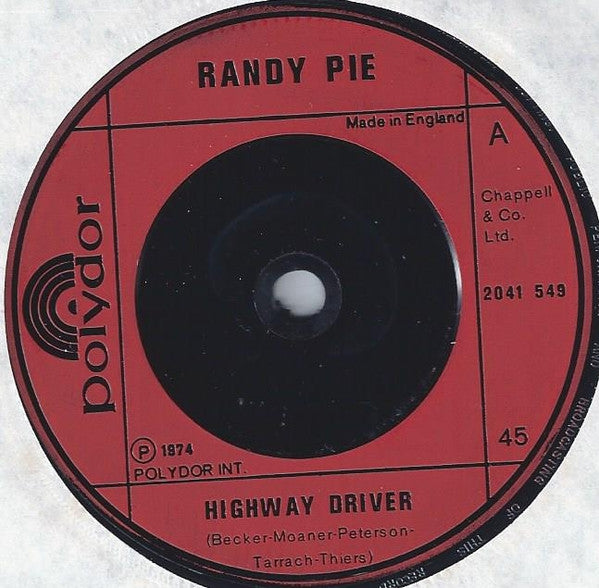 Randy Pie : Highway Driver (7", Single)