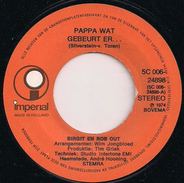 Rob* En Birgit* : Pappa Wat Gebeurt Er... (7", Single)