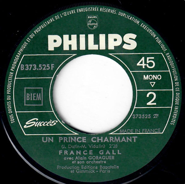 France Gall : Dis A Ton Capitaine / Un Prince Charmant (7", Mono, Jukebox, Car)