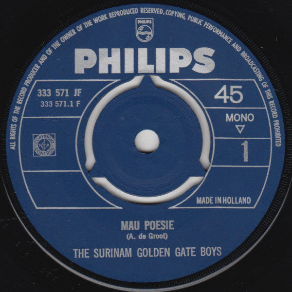 Suriname Golden Gate Boys : Mau Poesie / Een Heel Klein Huisje Met Een Tuintje (7", Mono)