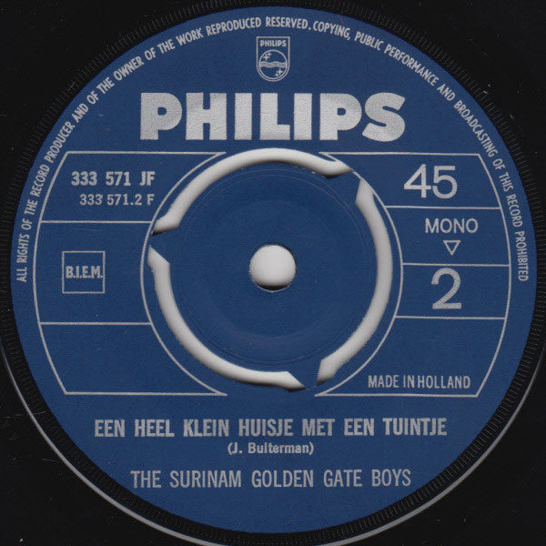 Suriname Golden Gate Boys : Mau Poesie / Een Heel Klein Huisje Met Een Tuintje (7", Mono)