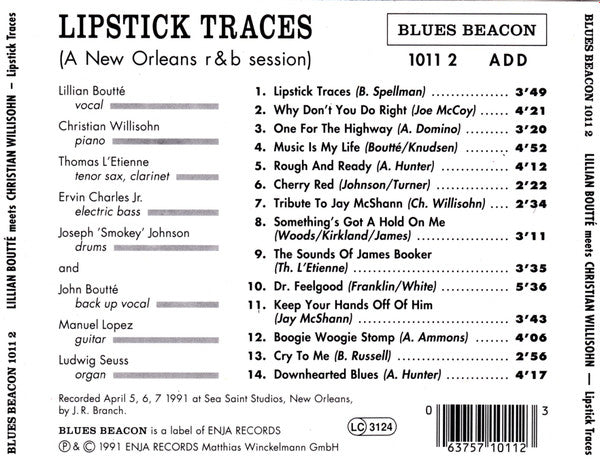 Lillian Boutté Meets Christian Willisohn : Lipstick Traces (A New Orleans R & B Session) (CD, Album)