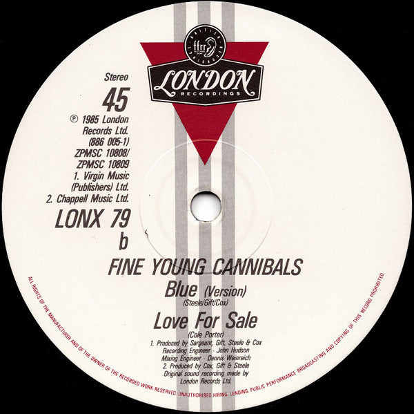 Fine Young Cannibals : Blue (12", Single)