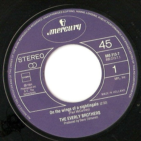 The Everly Brothers* : On The Wings Of A Nightingale (7", Single)