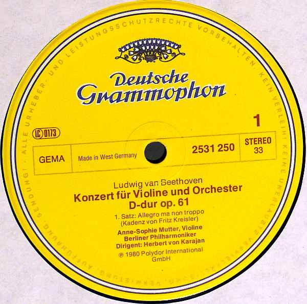 Ludwig van Beethoven - Anne-Sophie Mutter, Berliner Philharmoniker ∙ Herbert von Karajan : Violinkonzert = Violin Concerto (LP)
