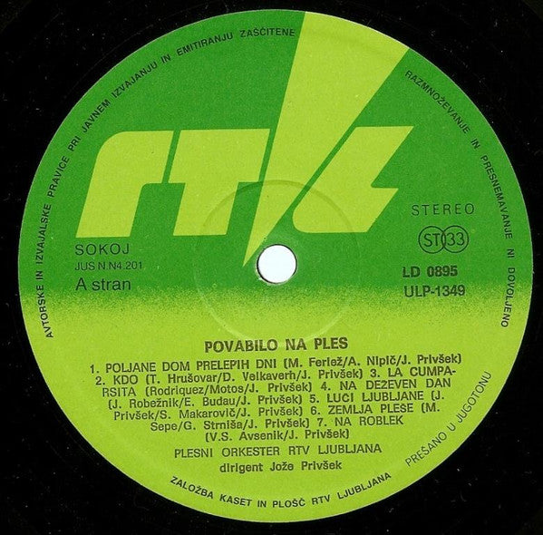 Plesni Orkester RTV Ljubljana, Jože Privšek : Povabilo Na Ples (LP, Album)