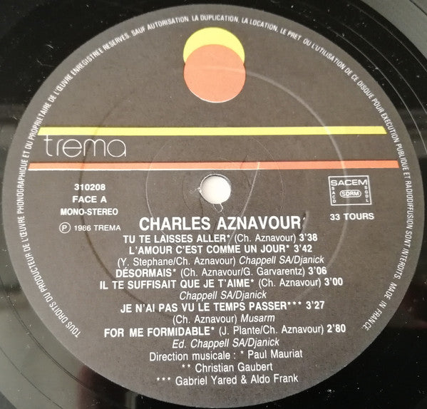 Charles Aznavour : Charles Aznavour (Tu Te Laisses Aller) (LP, Comp)