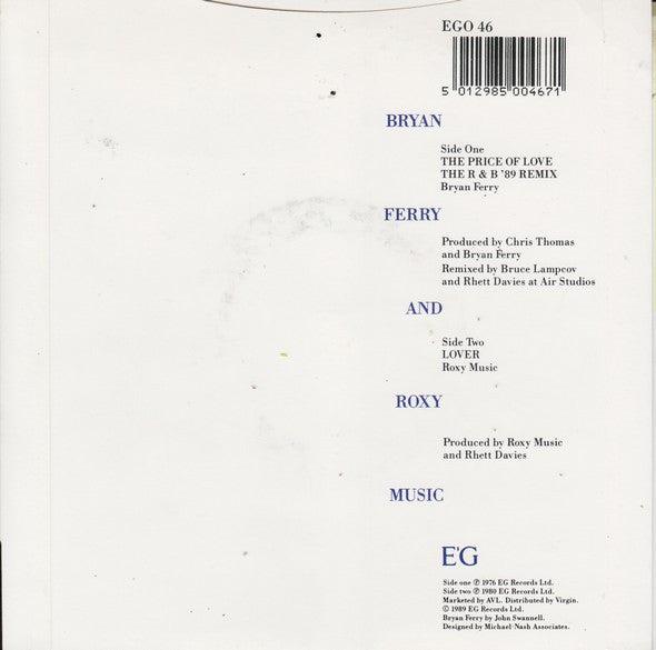 Bryan Ferry : The Price Of Love (7", Sil)