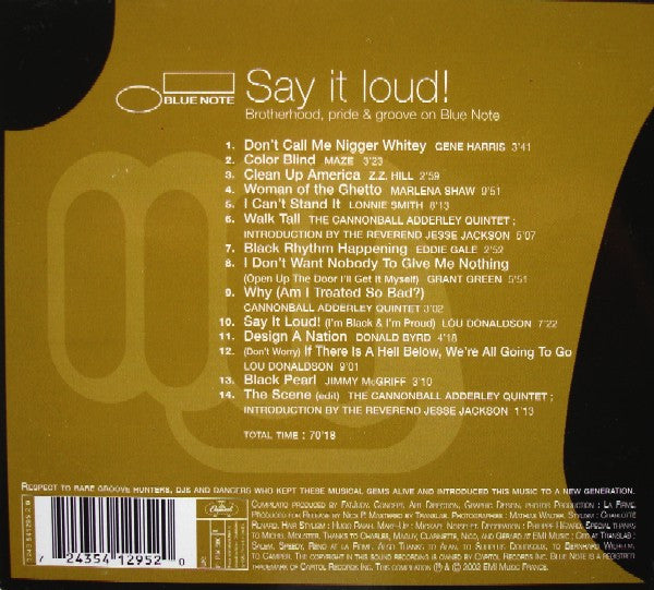 Various : Say It Loud! Brotherhood, Pride & Groove On Blue Note (CD, Comp)