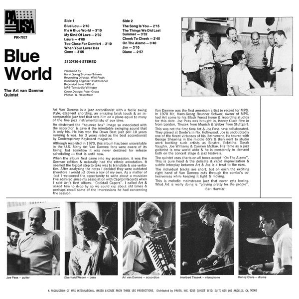 The Art Van Damme Quintet : Blue World (LP, Album, DBX)