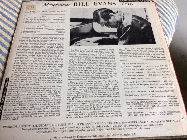 The Bill Evans Trio : Moon Beams (LP, Album)