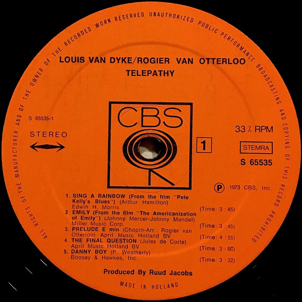 Louis van Dijk / Rogier van Otterloo : Telepathy (LP, Album)
