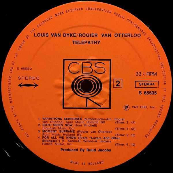 Louis van Dijk / Rogier van Otterloo : Telepathy (LP, Album)