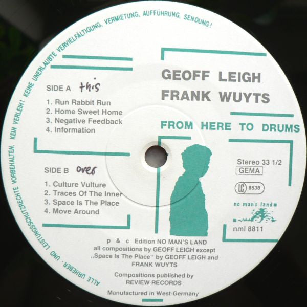Geoff Leigh, Frank Wuyts : From Here To Drums (LP, Album)