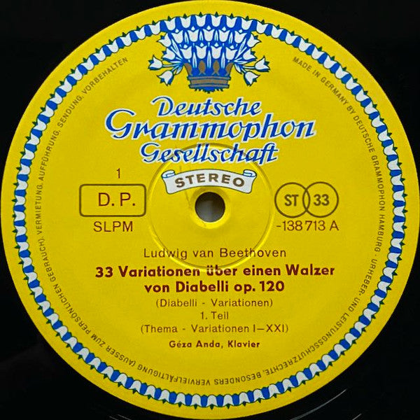 Ludwig van Beethoven, Géza Anda : Diabelli - Variations: 33 Variations On A Waltz By Diabelli, Op. 120 (LP, Album, RP)
