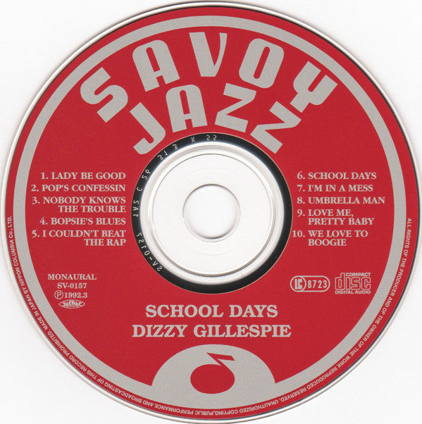 Dizzy Gillespie · Milt Jackson · Joe Carroll : School Days (CD, Album, Mono, RE, RM)