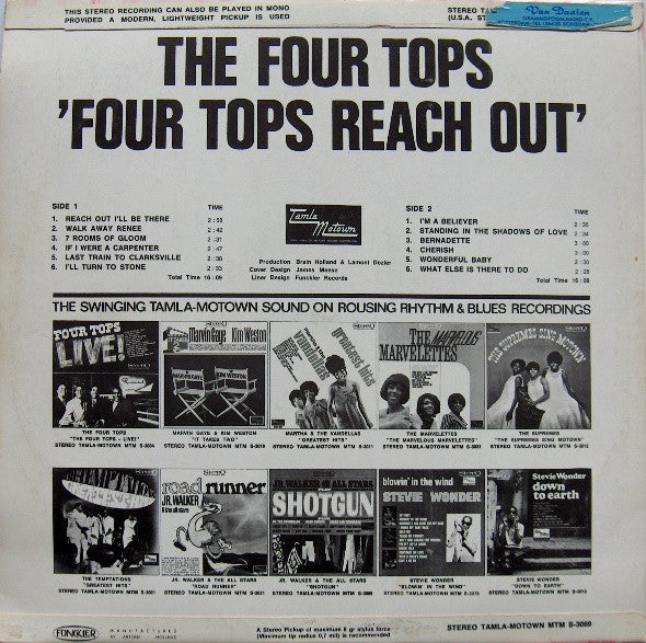 Four Tops : Four Tops Reach Out (LP, Album)