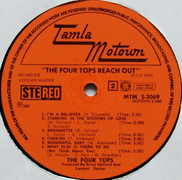 The Four Tops* : Four Tops Reach Out (LP, Album)