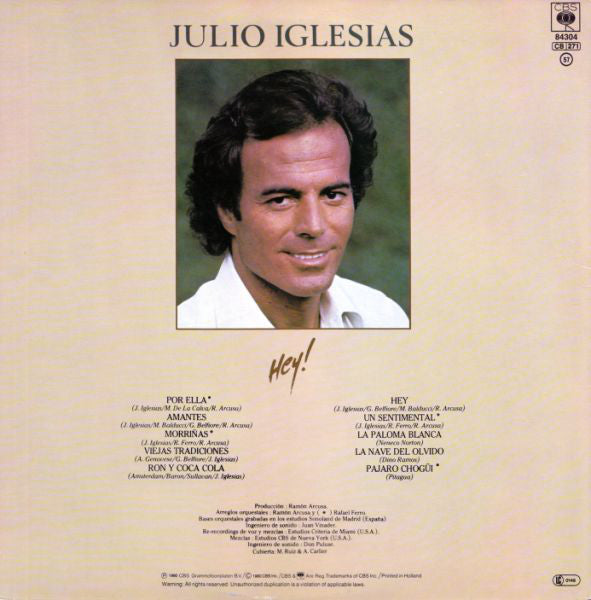 Julio Iglesias : Hey! (LP, Album, Gat)