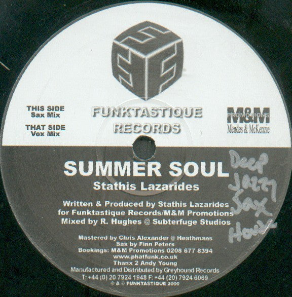 Stathis Lazarides : Summer Soul (12")