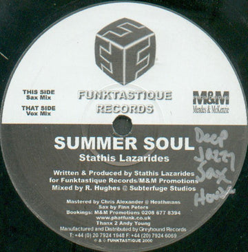 Stathis Lazarides : Summer Soul (12")