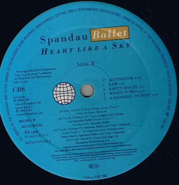 Spandau Ballet : Heart Like A Sky (LP, Album)