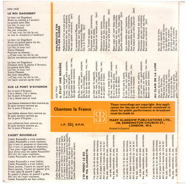 Jan Rosol : Chantons La France (7")