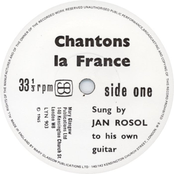Jan Rosol : Chantons La France (7")
