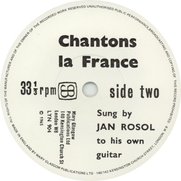 Jan Rosol : Chantons La France (7")