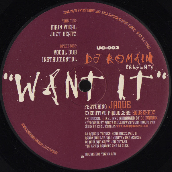 DJ Romain Featuring Jaquita : Want It (12")