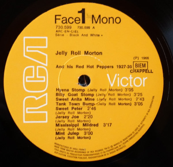 Jelly Roll Morton's Red Hot Peppers : Volume 1 (1927-1930) (LP, Comp, Mono)