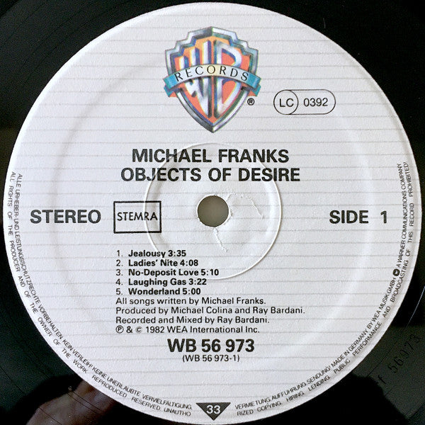 Michael Franks : Objects Of Desire (LP, Album)
