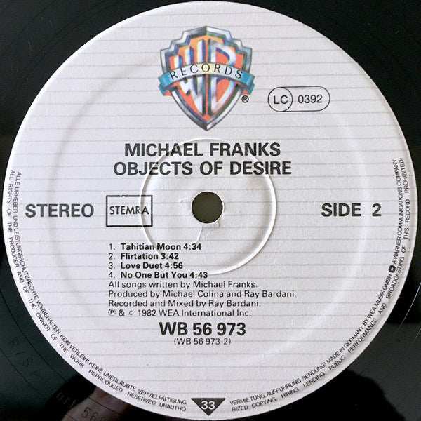 Michael Franks : Objects Of Desire (LP, Album)