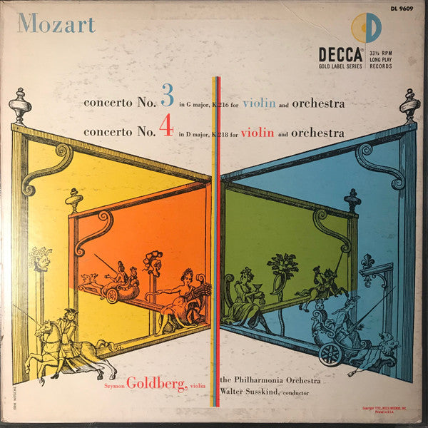 Mozart*, Szymon Goldberg, The Philharmonia Orchestra*, Walter Susskind : Concerto No. 3 In G Major, K.216 / Concerto No. 4 In D Major, K.218 (LP, Album, Mono)