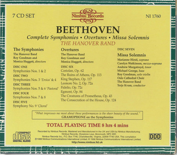 Ludwig van Beethoven, Hanover Band : Complete Symphonies • Overtures • Missa Solemnis (7xCD, Comp, Amb + Box)