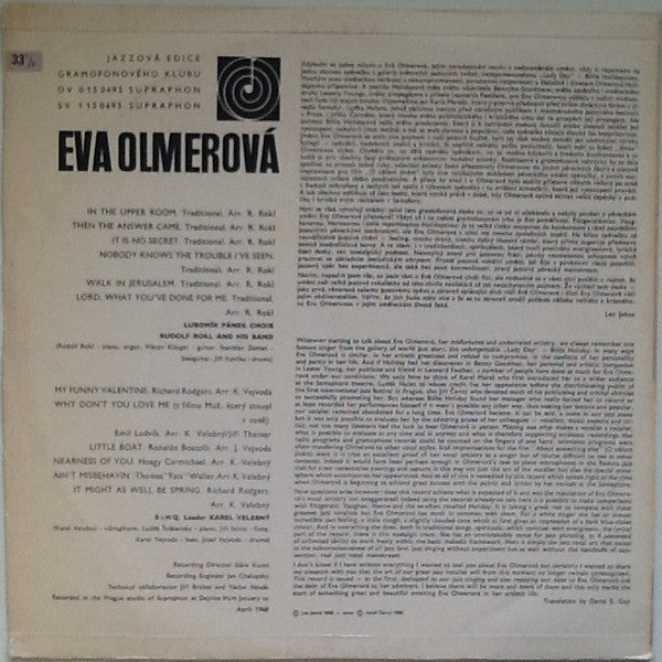Eva Olmerová : Eva Olmerová (LP, Album, Mono)