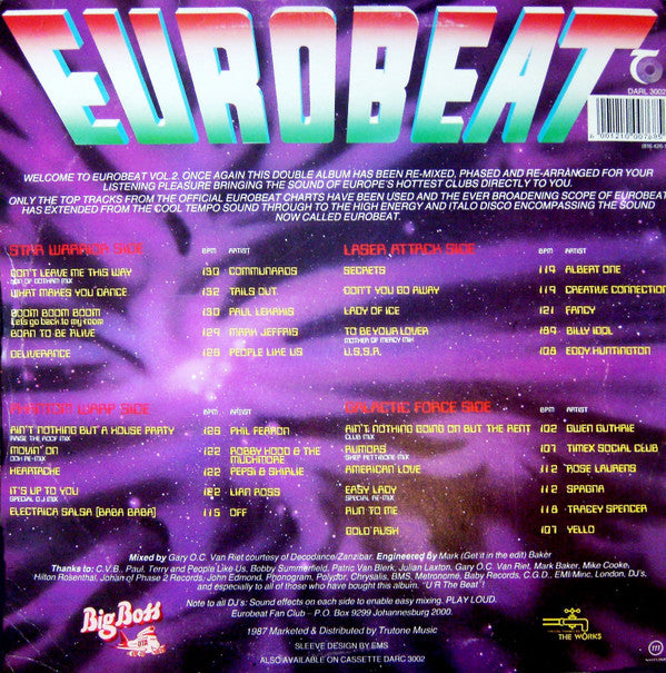 Various : Eurobeat Volume 2 (2xLP, Mixed)