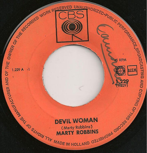 Marty Robbins : Devil Woman / April Fool's Day (7", Single, Blu)