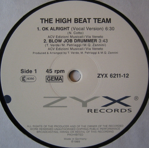 The High Beat Team : Ok Alright (12")