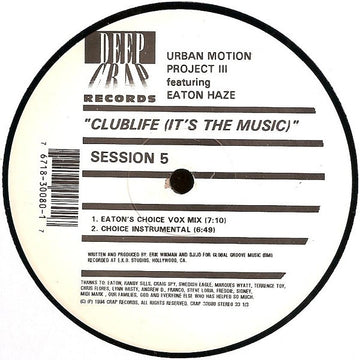 The Urban Motion Project : Clublife (It's The Music) (12")