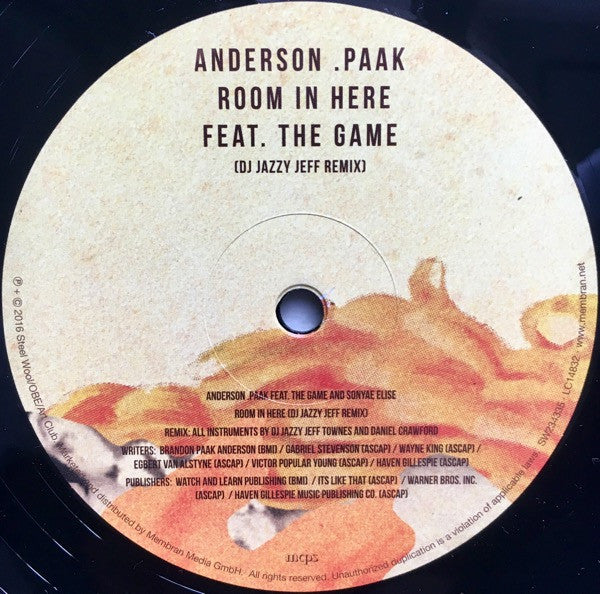 Anderson .Paak : Come Down / Room In Here (12", Ltd, 180)