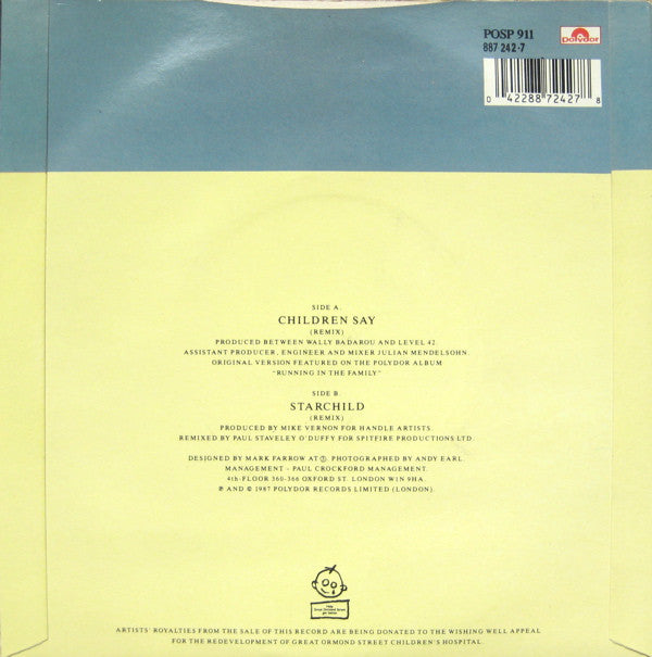 Level 42 : Children Say (7", Single, Sil)