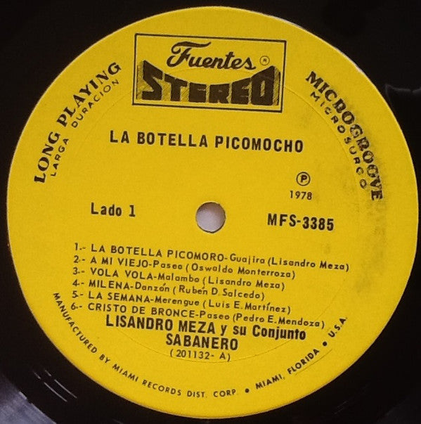 Lisandro Meza Y Su Conjunto Sabanero : La Botella Picomocho (LP, Album)