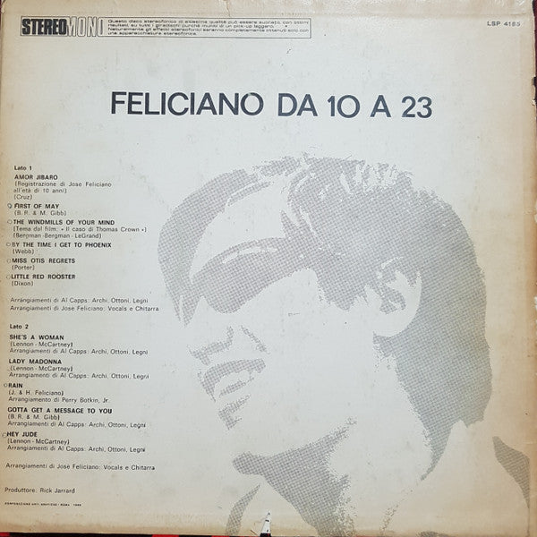 José Feliciano : Da 10 A 23 (LP, Album)