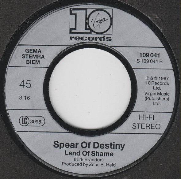 Spear Of Destiny : Never Take Me Alive (7", Single)