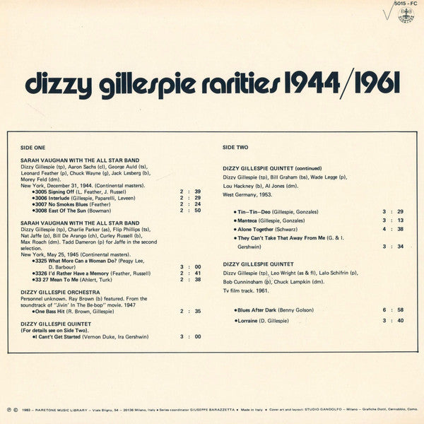 Dizzy Gillespie : Rarities 1944/1961 (LP, Comp, Mono)
